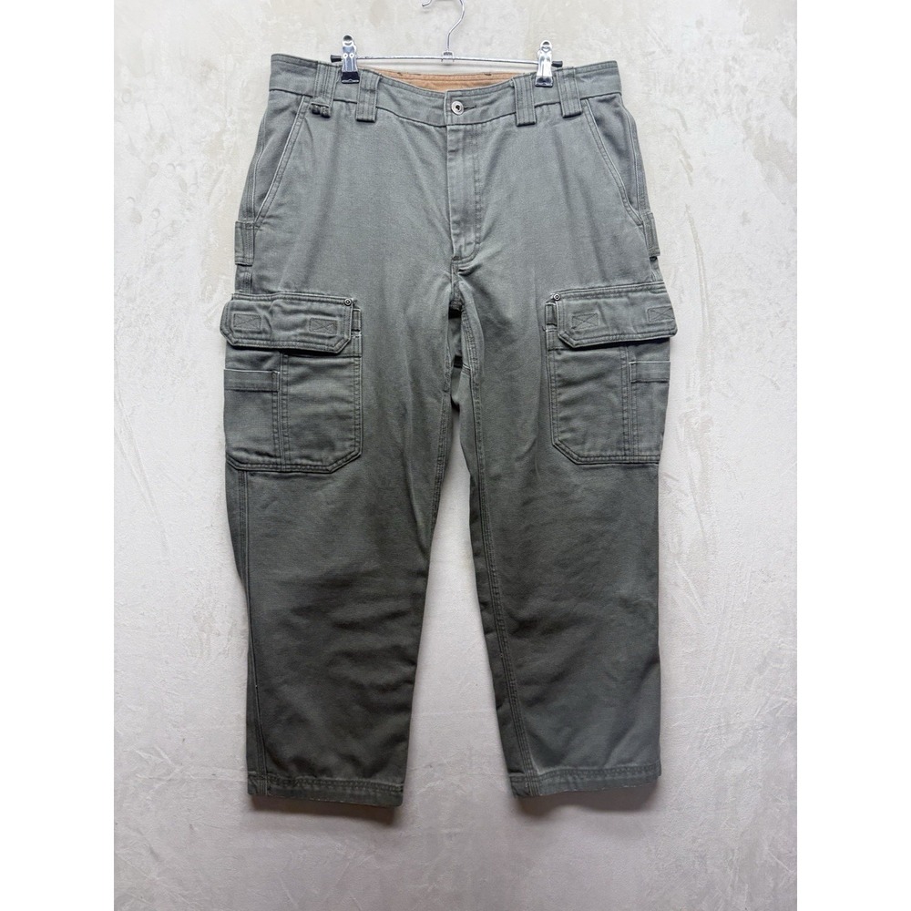 Duluth Cargo Pants Men's 36x30 Fire Hose Military Green Utility Relaxed Fit Work